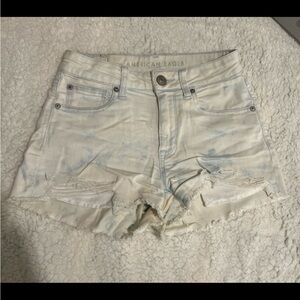 American Eagle Outfitters Cream Jean Shorts Distressed Cut-Off
